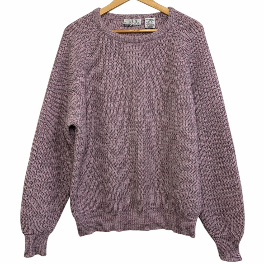 Club International Vintage Knit Sweater Mauve Purple Crewneck XL